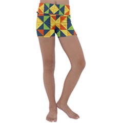 Background Geometric Color Plaid Kids  Lightweight Velour Yoga Shorts by Mariart