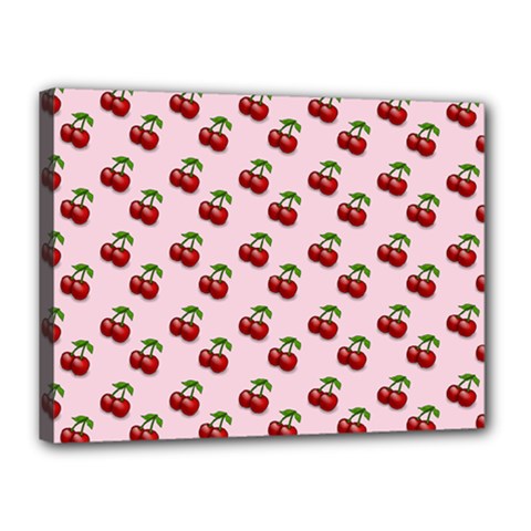 Retro Pink Cherries Canvas 16  X 12  (stretched) by snowwhitegirl