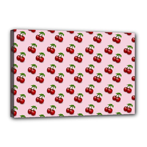 Retro Pink Cherries Canvas 18  X 12  (stretched) by snowwhitegirl