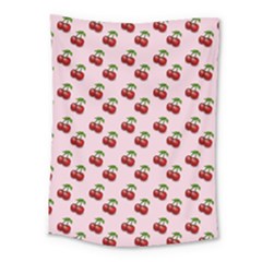 Retro Pink Cherries Medium Tapestry