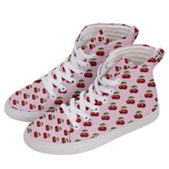 Retro Pink Cherries Men s Hi-top Skate Sneakers by snowwhitegirl