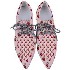 Retro Pink Cherries Pointed Oxford Shoes