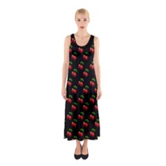 Retro Black Cherries Sleeveless Maxi Dress by snowwhitegirl