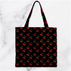 Retro Black Cherries Zipper Grocery Tote Bag by snowwhitegirl