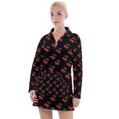 Retro Black Cherries Women s Long Sleeve Casual Dress