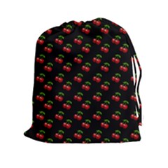 Retro Black Cherries Drawstring Pouch (xxl) by snowwhitegirl