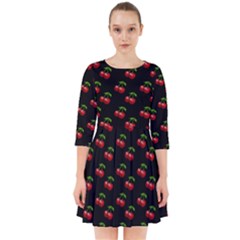 Retro Black Cherries Smock Dress