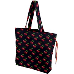 Retro Black Cherries Drawstring Tote Bag