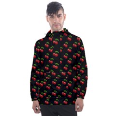 Retro Black Cherries Men s Front Pocket Pullover Windbreaker