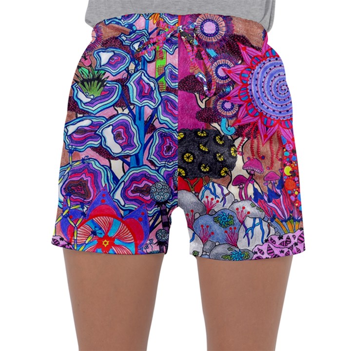 Red Flower Abstract  Sleepwear Shorts