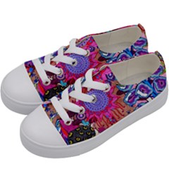 Red Flower Abstract  Kids  Low Top Canvas Sneakers by okhismakingart