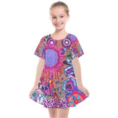 Red Flower Abstract  Kids  Smock Dress by okhismakingart