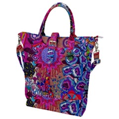 Red Flower Abstract  Buckle Top Tote Bag by okhismakingart