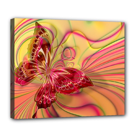 Arrangement Butterfly Pink Deluxe Canvas 24  X 20  (stretched) by HermanTelo