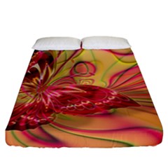 Arrangement Butterfly Pink Fitted Sheet (california King Size) by HermanTelo