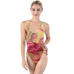 Arrangement Butterfly Pink High Leg Strappy Swimsuit