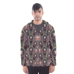 Abstract Pattern Green Men s Hooded Windbreaker