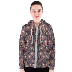 Abstract Pattern Green Women s Zipper Hoodie