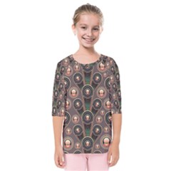 Abstract Pattern Green Kids  Quarter Sleeve Raglan Tee