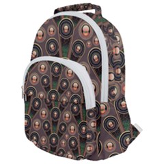 Abstract Pattern Green Rounded Multi Pocket Backpack