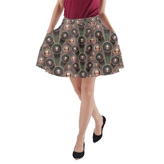 Abstract Pattern Green A-line Pocket Skirt