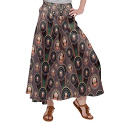 Abstract Pattern Green Satin Palazzo Pants by HermanTelo