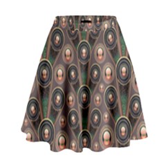 Abstract Pattern Green High Waist Skirt