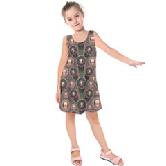 Abstract Pattern Green Kids  Sleeveless Dress