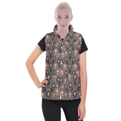 Abstract Pattern Green Women s Button Up Vest