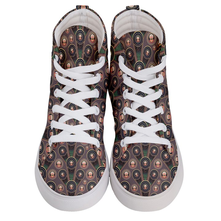 Abstract Pattern Green Men s Hi-Top Skate Sneakers