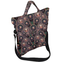 Abstract Pattern Green Fold Over Handle Tote Bag