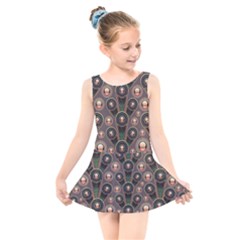 Abstract Pattern Green Kids  Skater Dress Swimsuit