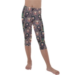 Abstract Pattern Green Kids  Lightweight Velour Capri Leggings  by HermanTelo