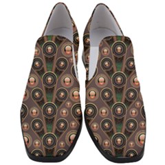 Abstract Pattern Green Slip On Heel Loafers