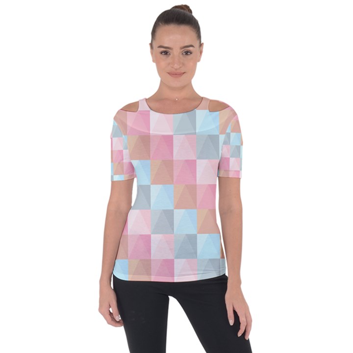 Background Pastel Shoulder Cut Out Short Sleeve Top