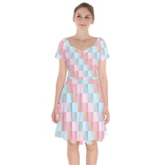 Background Pastel Short Sleeve Bardot Dress