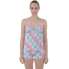 Background Pastel Tie Front Two Piece Tankini