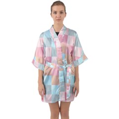 Background Pastel Quarter Sleeve Kimono Robe