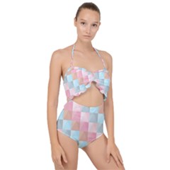 Background Pastel Scallop Top Cut Out Swimsuit by HermanTelo