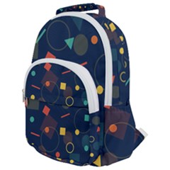 Background Geometric Rounded Multi Pocket Backpack