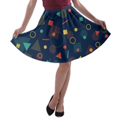 Background Geometric A-line Skater Skirt