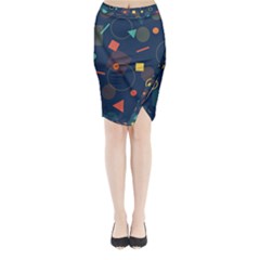 Background Geometric Midi Wrap Pencil Skirt