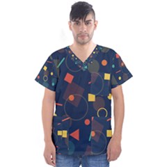 Background Geometric Men s V-neck Scrub Top