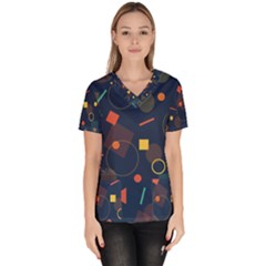 Background Geometric Women s V-neck Scrub Top