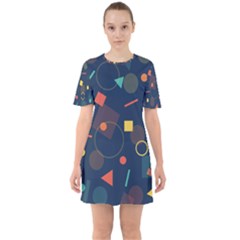 Background Geometric Sixties Short Sleeve Mini Dress