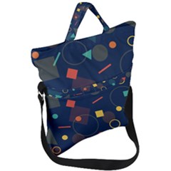 Background Geometric Fold Over Handle Tote Bag