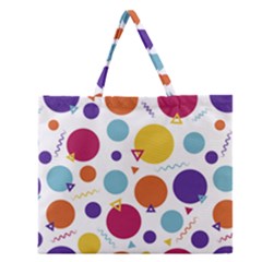 Background Polka Dot Zipper Large Tote Bag