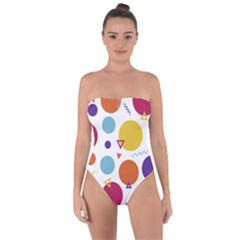 Background Polka Dot Tie Back One Piece Swimsuit