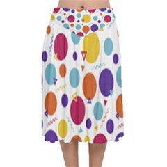 Background Polka Dot Velvet Flared Midi Skirt by HermanTelo