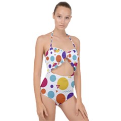 Background Polka Dot Scallop Top Cut Out Swimsuit